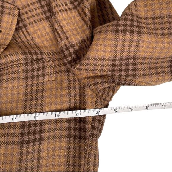 Vintage Aquascutum Brown Virgin Wool plaid Check Sport Coat Blazer Men’s 42R - Picture 8 of 10